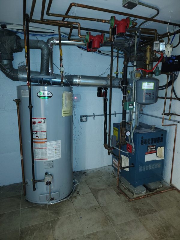 Water heater and boiler installation in a Staten Island basement